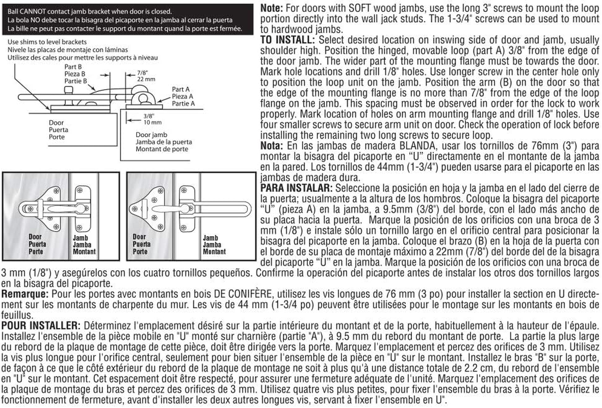 Prime-Line U 11317 Hinged Bar Lock, 3-7/8 In., High Security Door Guard, Diecast Zinc, Classic Bronze Plated Finish (Single Pack) image number 1