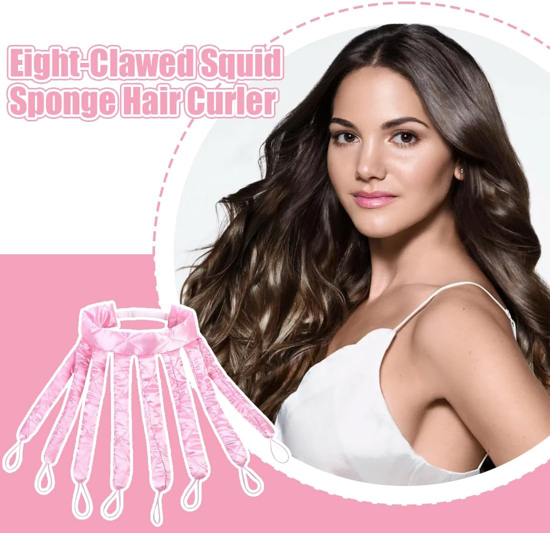 Heatless Curlers Headband, Octopus Hair Curler, Curls without Heat, Heatless Curls Band Overnight Curlers for Women Girls, Pink image number 2