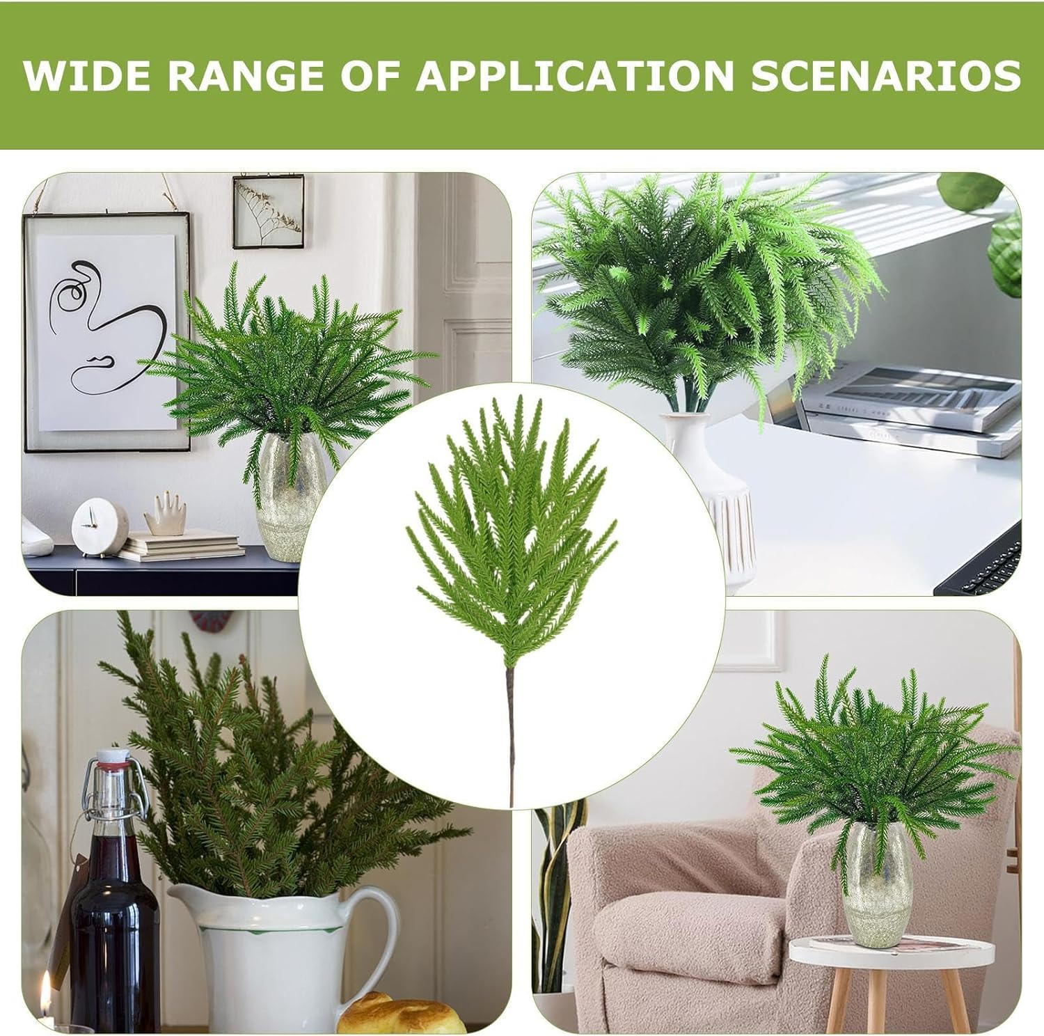 Pine Branches - Christmas Artificial Pine Branches,Artificial Pine Tree Branches for Fireplace, Wall, Table, Corner image number 6