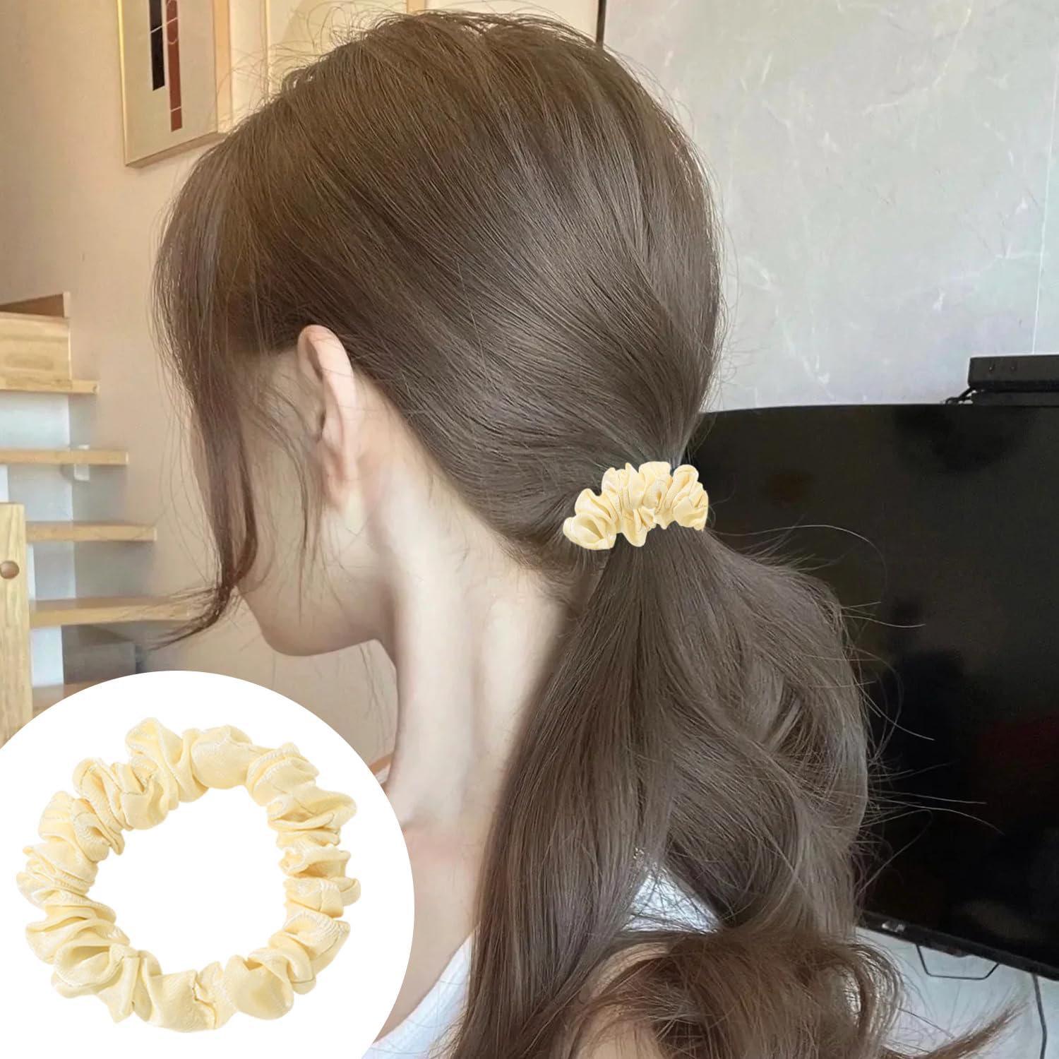 24 Pieces Hair Elastics, Silk Hair Elastics, Satin Hair Elastics, Hair Elastics for Women, Silk Hair Elastics for Women, Mini Hair Elastics image number 5