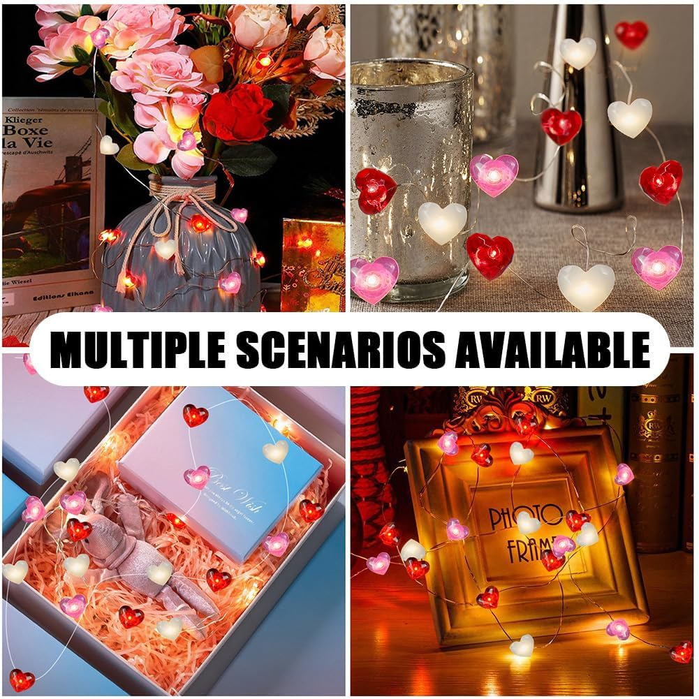 Homiliky 3 Colors Love Heart String Lights - 2M 20 Leds Battery Powered for Valentine'S Day, Wedding, Mother'S Day, Anniversary Indoor Decorative [Energy Class A] image number 3