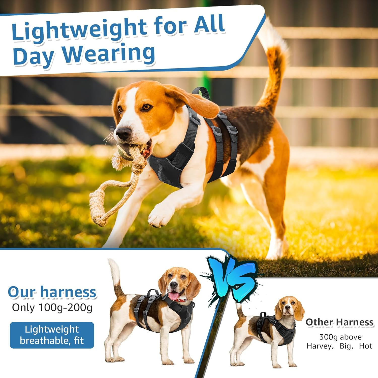 Slowton No Pull Dog Harness - Lightweight Escape Proof Dog Harness with Padded Lift Handle, Adjustable Full Body Reflective Dog Vest Harness for Small Medium Large Dogs Easy Walking, Training, Hiking image number 4