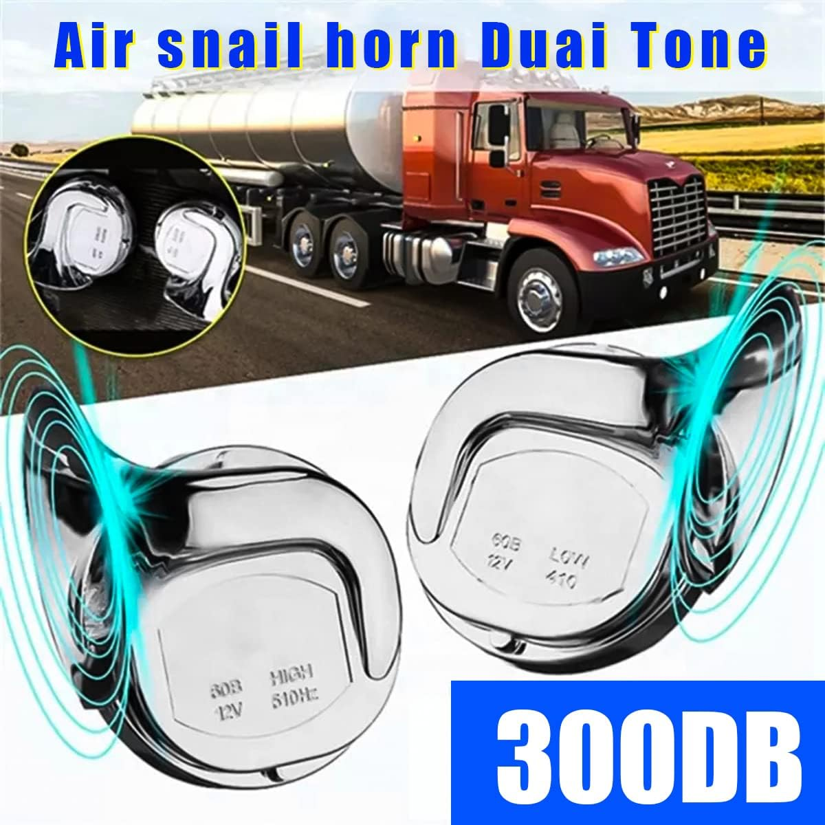 Super Loud Train Horns, Car Waterproof Durable Air Electric Snail Horn, 12V Raging Sound Air Horns Replacement Kit, Automotive Accessories Universal for Car, Motorcycle, Truck, Bike, Boat (Silver)