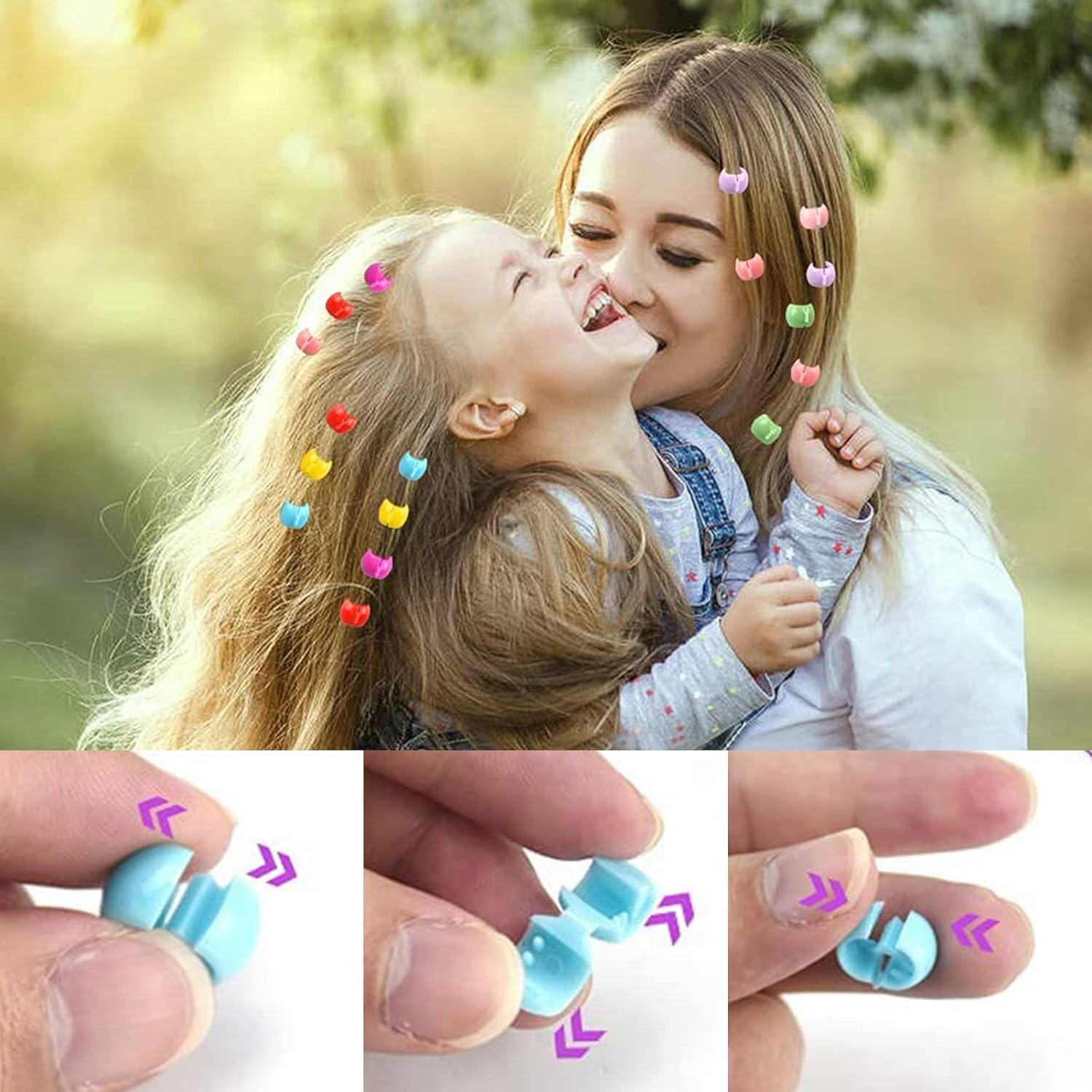 Pack of 200 Mini Hair Clips Small Hair Clips Colourful Pearl Hair Clips Plastic Rainbow Clip Small Hair Grippers Multicoloured Hair Beads Clip Hair Claws Hair Accessories for Girls Women image number 6