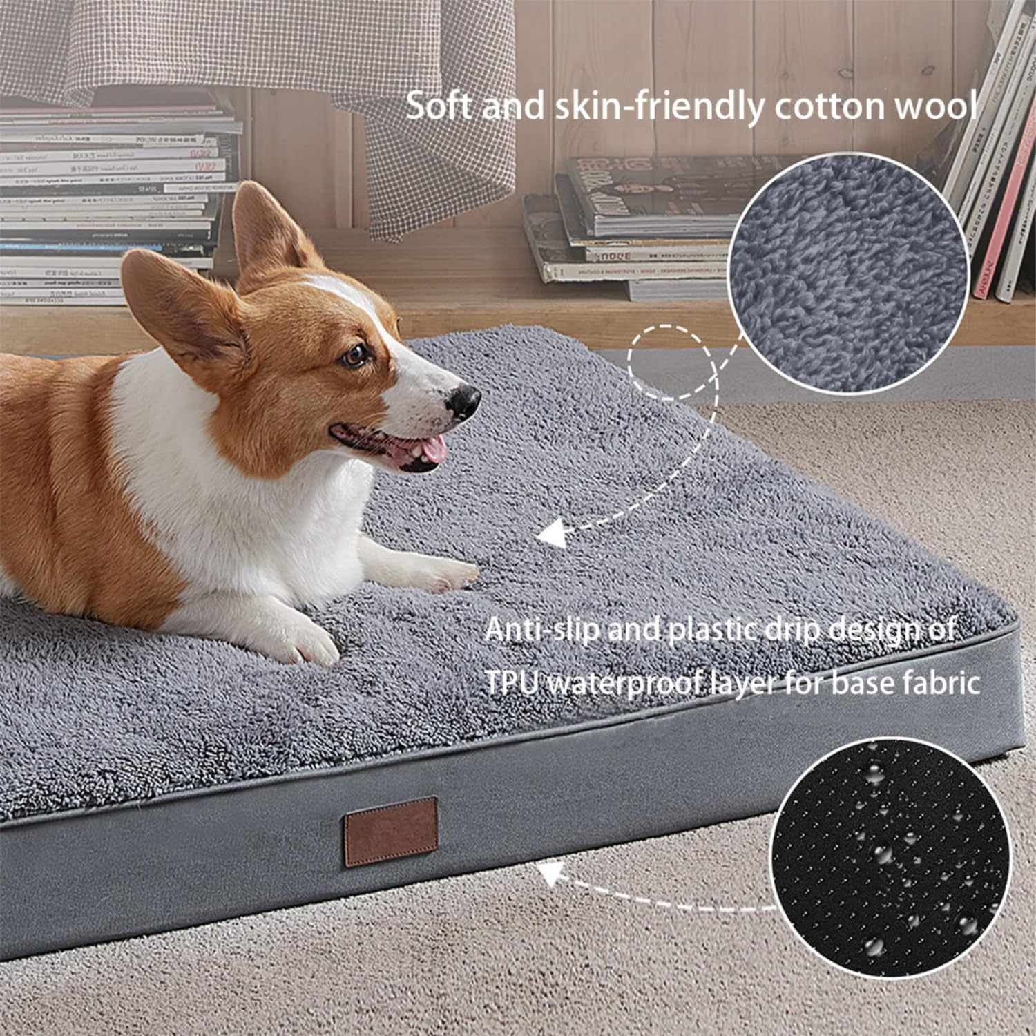 Dog Bed, Dog Sofa Beds for Medium Large Dogs, Memory Foam Anxiety Pet Bed with Warm Mattress Cushion, Washable Dog Bedding Firm Support Pet Crate Bed image number 6