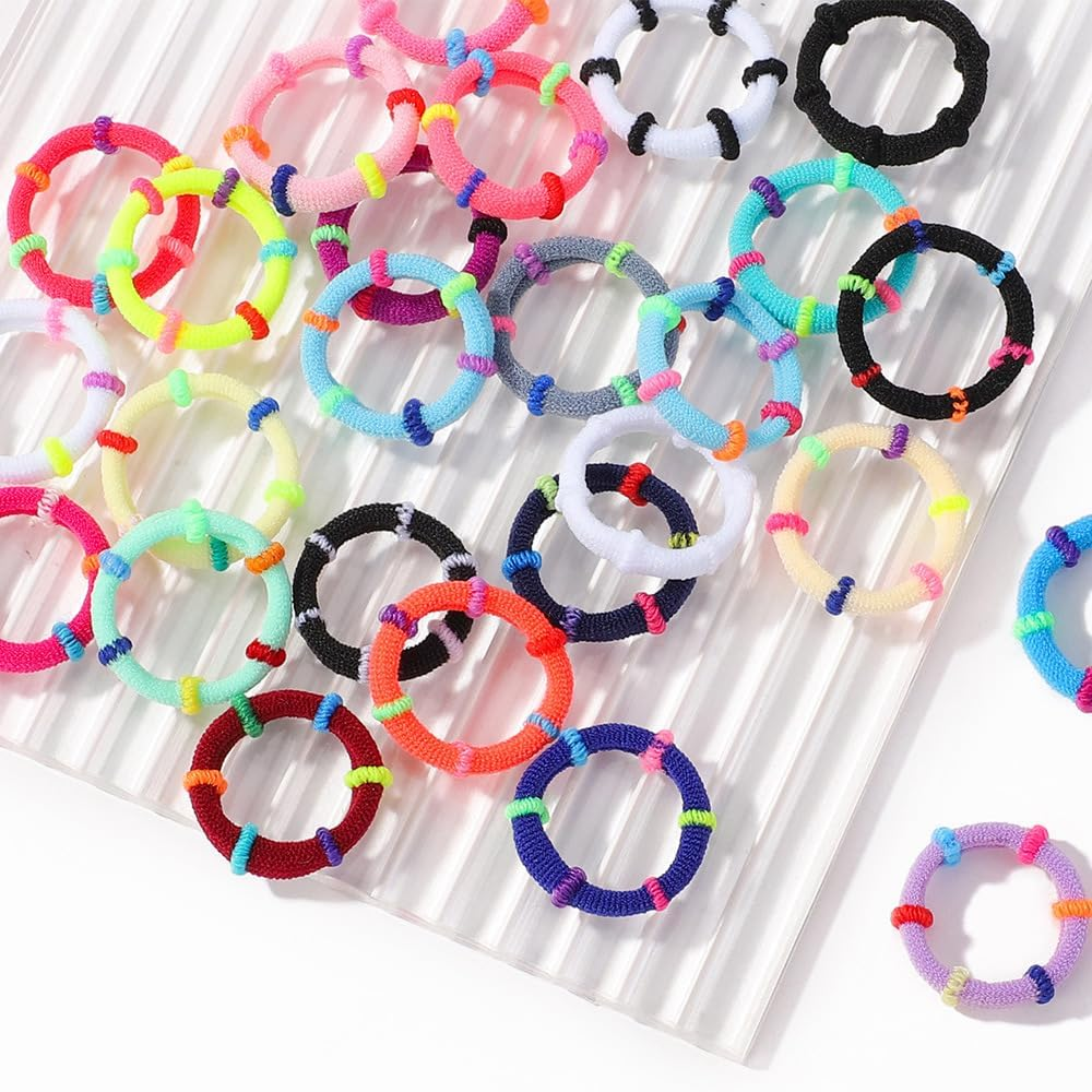 Festfit100Pcs Baby Girl Hair Ties,1 Inch Hair Bow Tiny Hair Bows Hair Tie with Elastic Loop Ponytail Ties Pony Tail Holder Accessories for Infants Toddlers Girls Kids image number 1