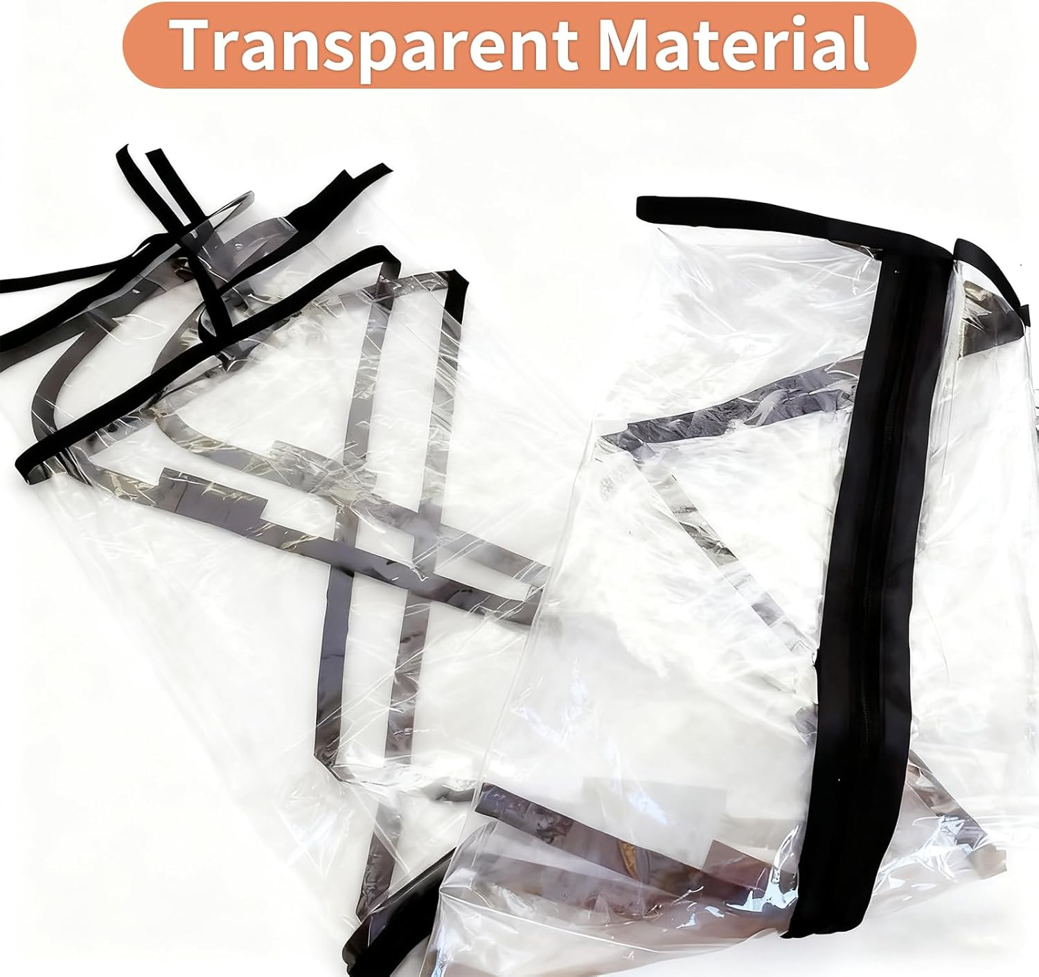 Large Baby Stroller Rain Cover, Durable Pram Accessories, Travel Pram Cover，Rainproof, Windproof, Dustproof and Insect-Proof High Transparency Full Coverage