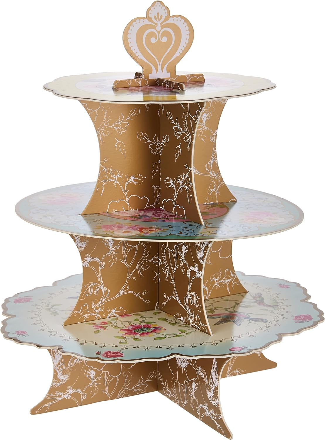 Talking Tables Truly Scrumptious Floral Vintager Teapot Vase Decoration for a Tea Party, Multicolor - 12.6" X 0.5" X 14.2", Cake Stand