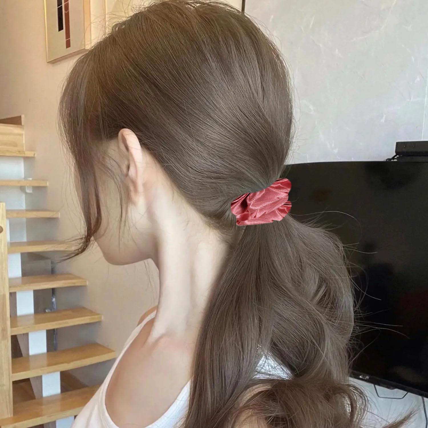 Pack of 4 Retro Hair Bobbles Satin Hair Bobbles Plain Hair Accessories Elastic Hair Ties Women Hair Accessories Hair Accessories image number 2