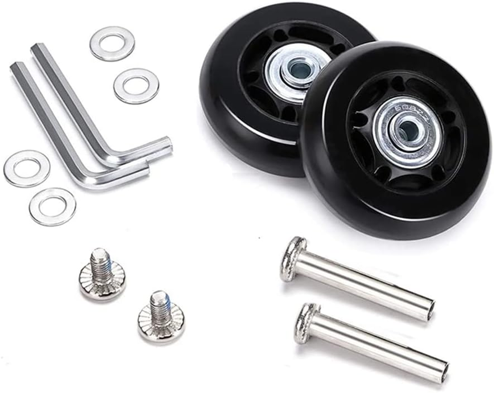 Lyaciomn 1 Set of 4 Luggage Suitcase Replacement Wheels Rubber Swivel Caster Wheels Bearings Repair Kits Black