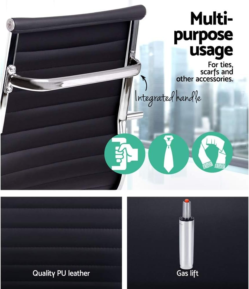 Artiss Ergonomic Office Chair Fabric Computer Desk Chairs with Tilt Adjustment and Adjustable Seat Height, with Mid Back and 360&deg;-Swivel Seating Black for Gaming Room Executive Home image number 4