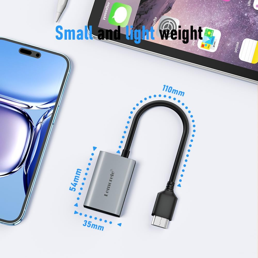 Lemorele HDMI to USB Type C Adapter 4K@60HZ W/Cable Design, Plug and Play, for Rayneo, XREAL Air, Rokid Air, Thunderbird AR, GRAWOOA, Sonny, Switch, Steam Deck, Xbox, PS5, PS4, Google TV