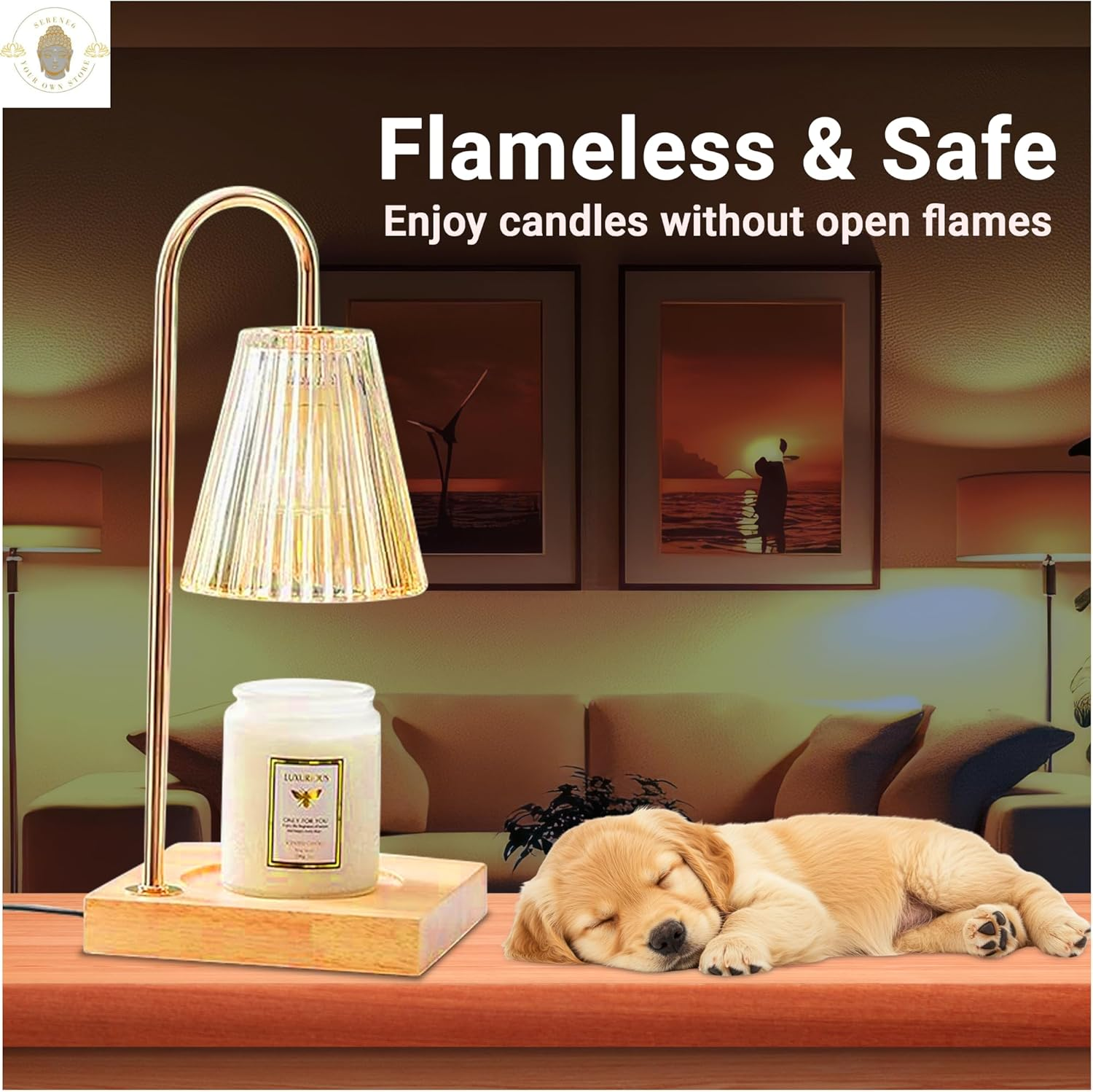 Candle Warmer Lamp & Wax Melter with Dimmable Light and Timer &ndash; Safe Flameless Fragrance Solution for Home & Office, Modern Decorative Design by Serene6 image number 4