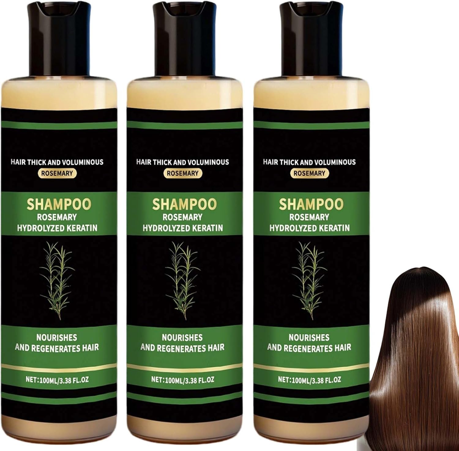 Rosemary Shampoo for Hair Growth, Thickening & Strengthening Shampoo with Hydrolyzed Keratin, Volumizing Shampoos for Thinning Hair, Gentle Scalp Care Shampoos, Fullered Hairs Shampooing. (1PCS)