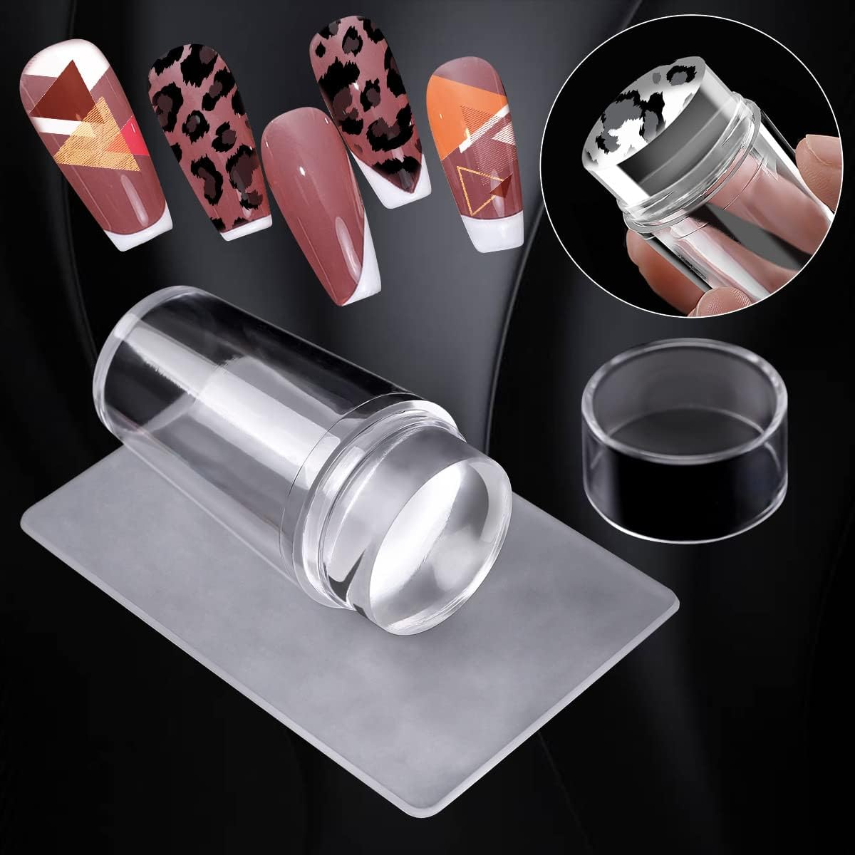 Addfavor Nail Stamper Kit 8Pcs Stamping Plates Minimalist Geometric Lines Leaf Image Template for DIY Decorating Polish Gel Plate Print Stamper Manicure Stencils Tools (Mixed-Style D) image number 3