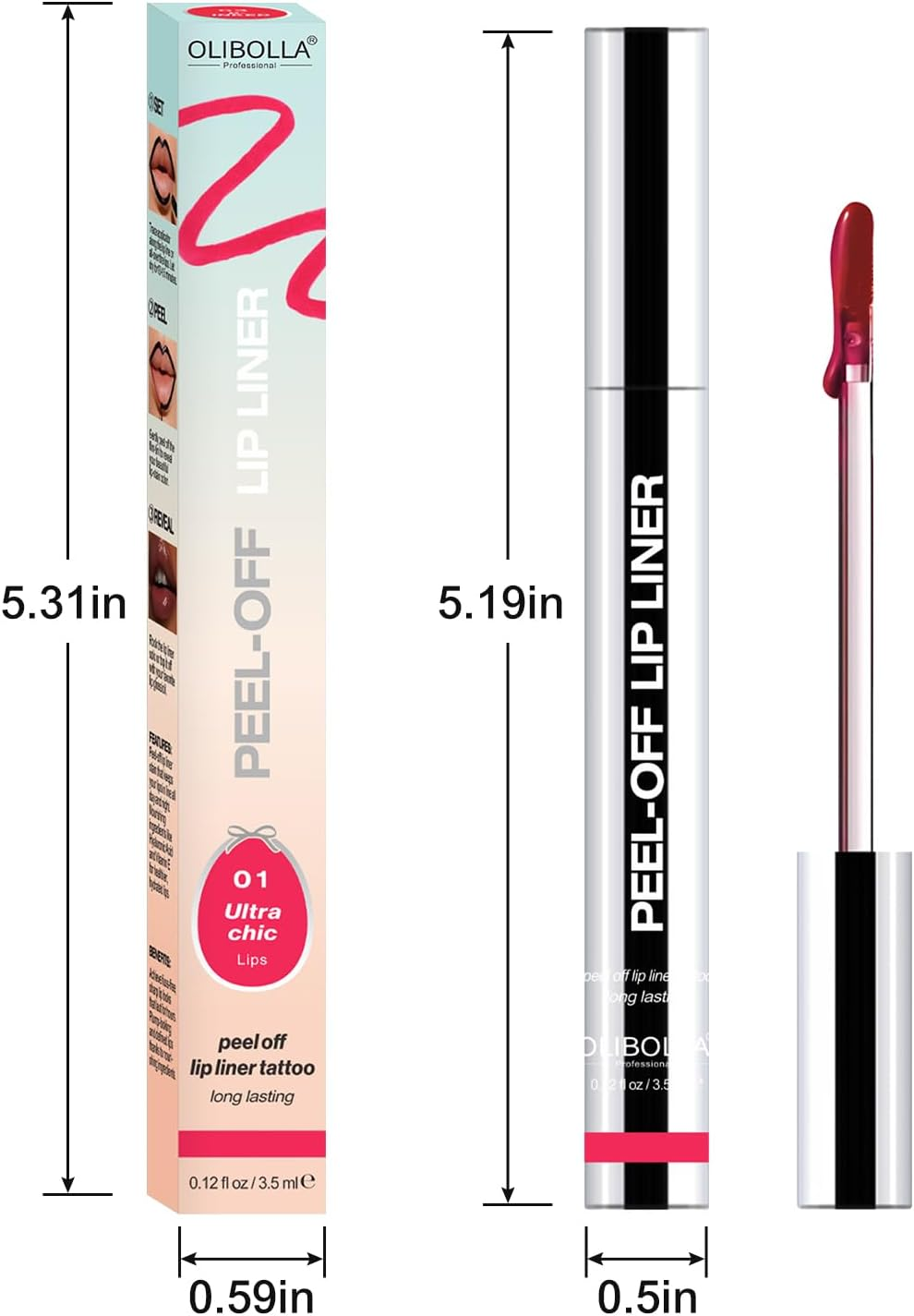 Peel off Lip Liner Stain Long Lasting Waterproof Peel off Lip Tint for Women Girls, Detachable Lip Liner Pencil Waterproof Transfer-Proof, Highly Pigmented Color Finish Lip Tint Stain (00#Berry, M) - 02Coffee image number 4