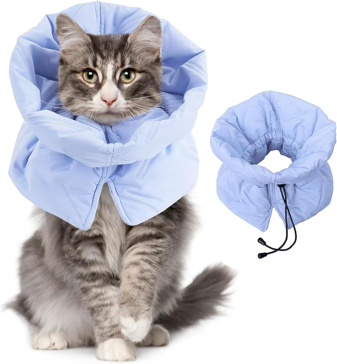Lelepet Cat Recovery Collar, Soft Cotton Adjustable Cat Cone, Anti-Lick Cat Neck Cone, after Surgery Protective Collar, Lightweight Elizabethan for Cat Kitten Small Dog, S (Neck Girth 5.5"-9.8") image number 2