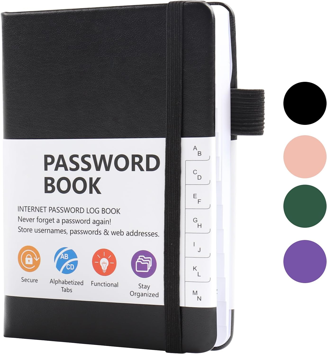 A6 Password Book Alphabetical with Tabs, Password Book for Seniors, Password Keeper Book for Computer and Website Login(Rose Gold)