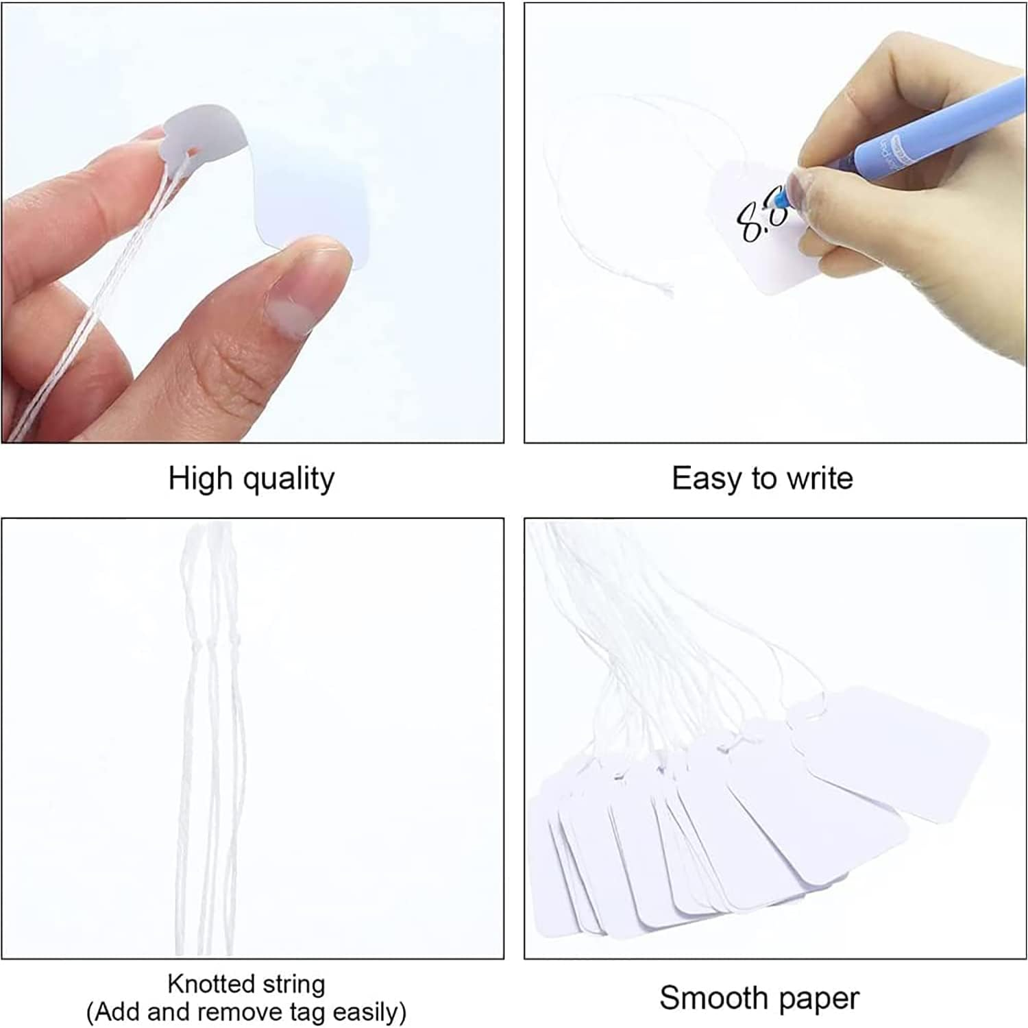 1200 Pcs Marking Tags Price Tags White Smooth Surface Labels Hanging String Display Tags for Pricing Gift Jewelry Clothing Yard Sale Products Shoes Teabags DIY Crafts
