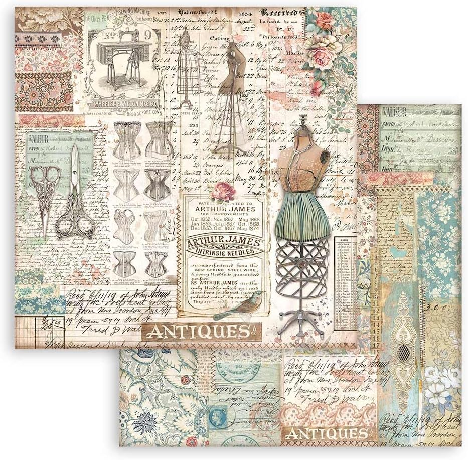 Scrapbooking Pad 22 Sheets Cm 30.5 X 30.5 (12 X 12 Inches) Single Face - Brocante Antiques image number 2