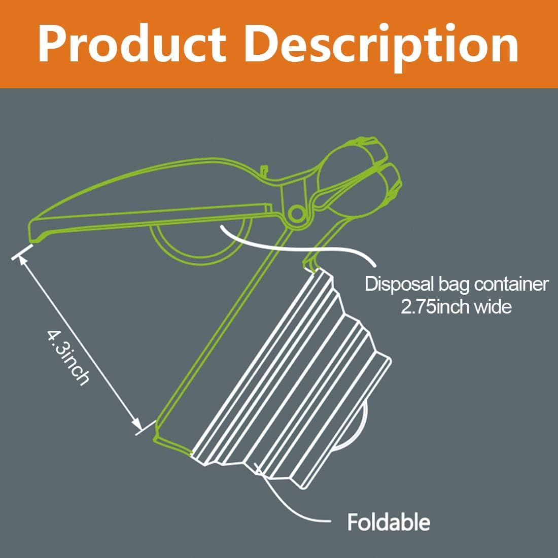 Dog Pooper Scooper with 10 Rolls, Portable Dog Poop Scooper, Sanitary Dog Waste Pick Up, Heavy Duty Dog Waste Cleaner with Bag Dispenser, Dog Leash Clip image number 3