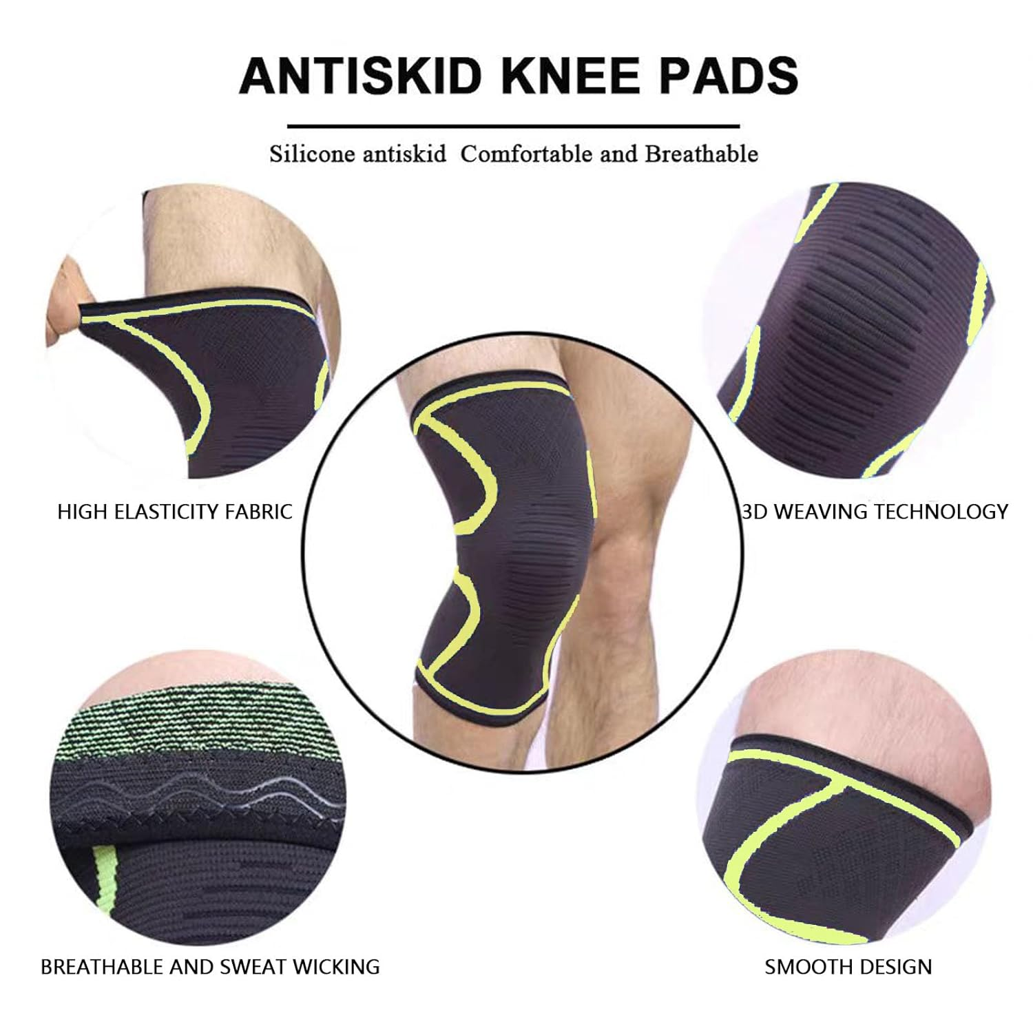 Knee Brace - 2 Pack Knee Braces Support for Men & Women Knee Compression Sleeve for Arthritis, ACL, Meniscus Tear Relief | Stabilizing Knee Sleeve for Running, Gym, Hiking, Basketball, Sports image number 5