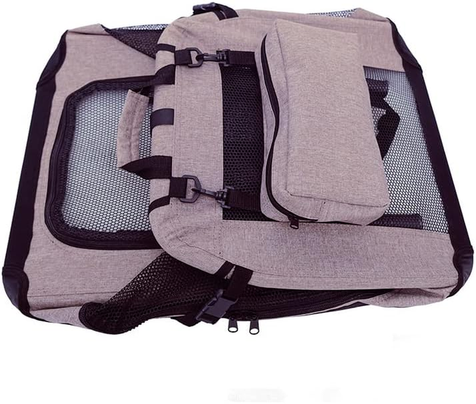 Ondoing Foldable Dog Crate, Portable Pet Outdoor Carrier, Car Travel Cage, Kennel with Mat, Transport Cage, Folding Dog Crate for Traveling, Multifunctional, Heavy Duty, Khaki, 50X34X34Cm image number 2