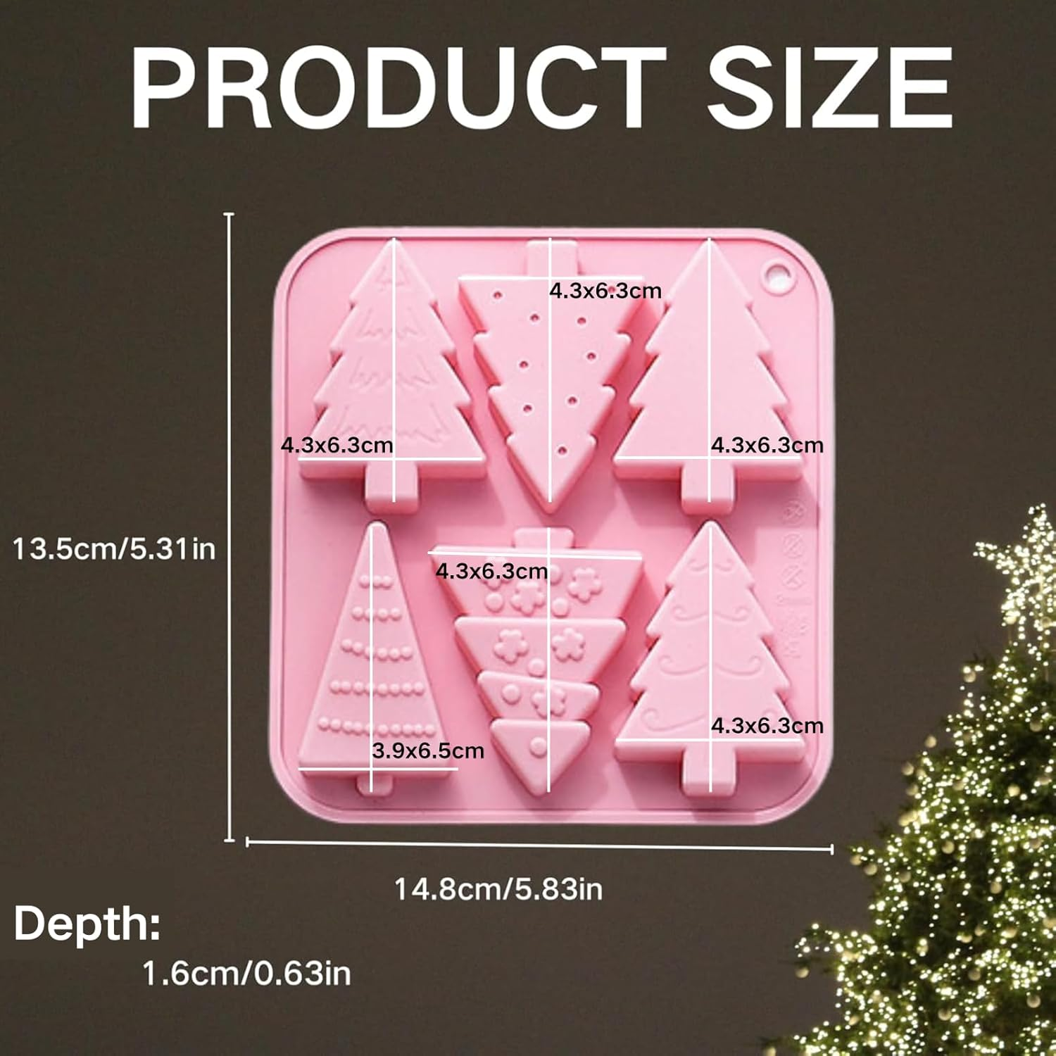 Christmas Tree Silicone Mold, 1 X Christmas Tree Chocolate Mould Baking Mould Soap Melt Candy Cake Jelly Baking Molds for Christmas Decoration Family Party DIY image number 3