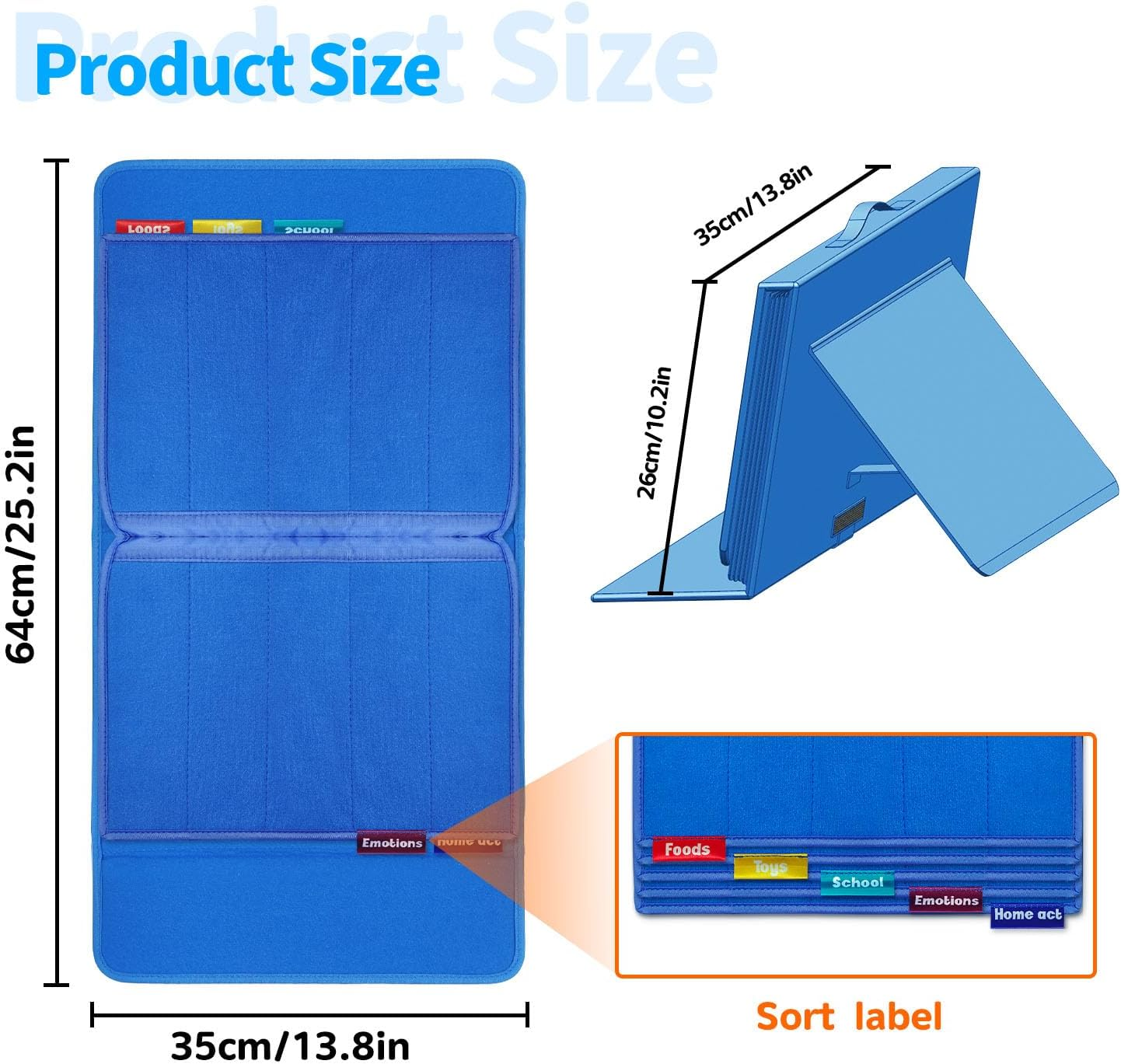 BOHEMIABY Pecs Communication Book, Visual Schedule for Kids with Autism, Nonverbal Communication Board, Pecs Book 196 Cards, Toddler Autism Materials for Home School, Vocabulary Cards, Printed (Blue) image number 1