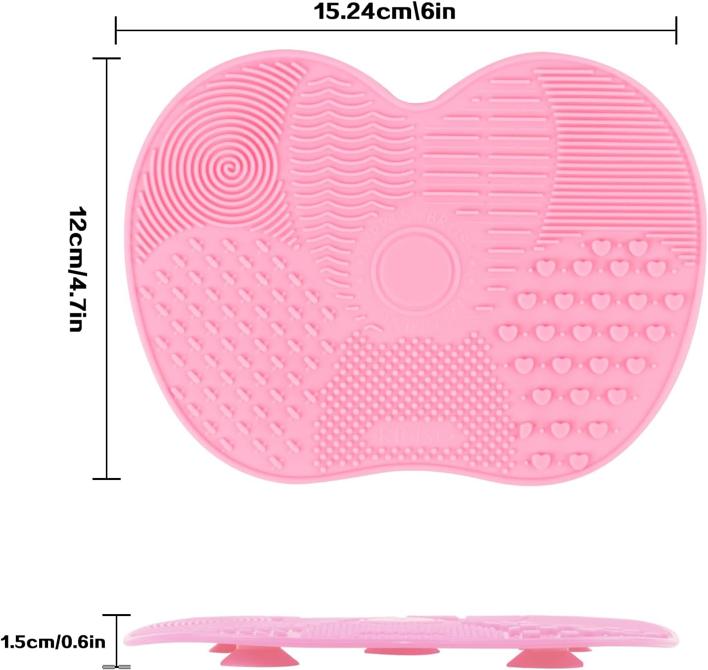 QBXMY7 2 Pcs Silicone Make up Brush Cleaning Mat, Cosmetic Cleaning Pads,Makeup Brush Cleaner Mats, Portable Washing Tool with Suction Cup for Makeup Cosmetic Brushes-Green/Pink image number 6
