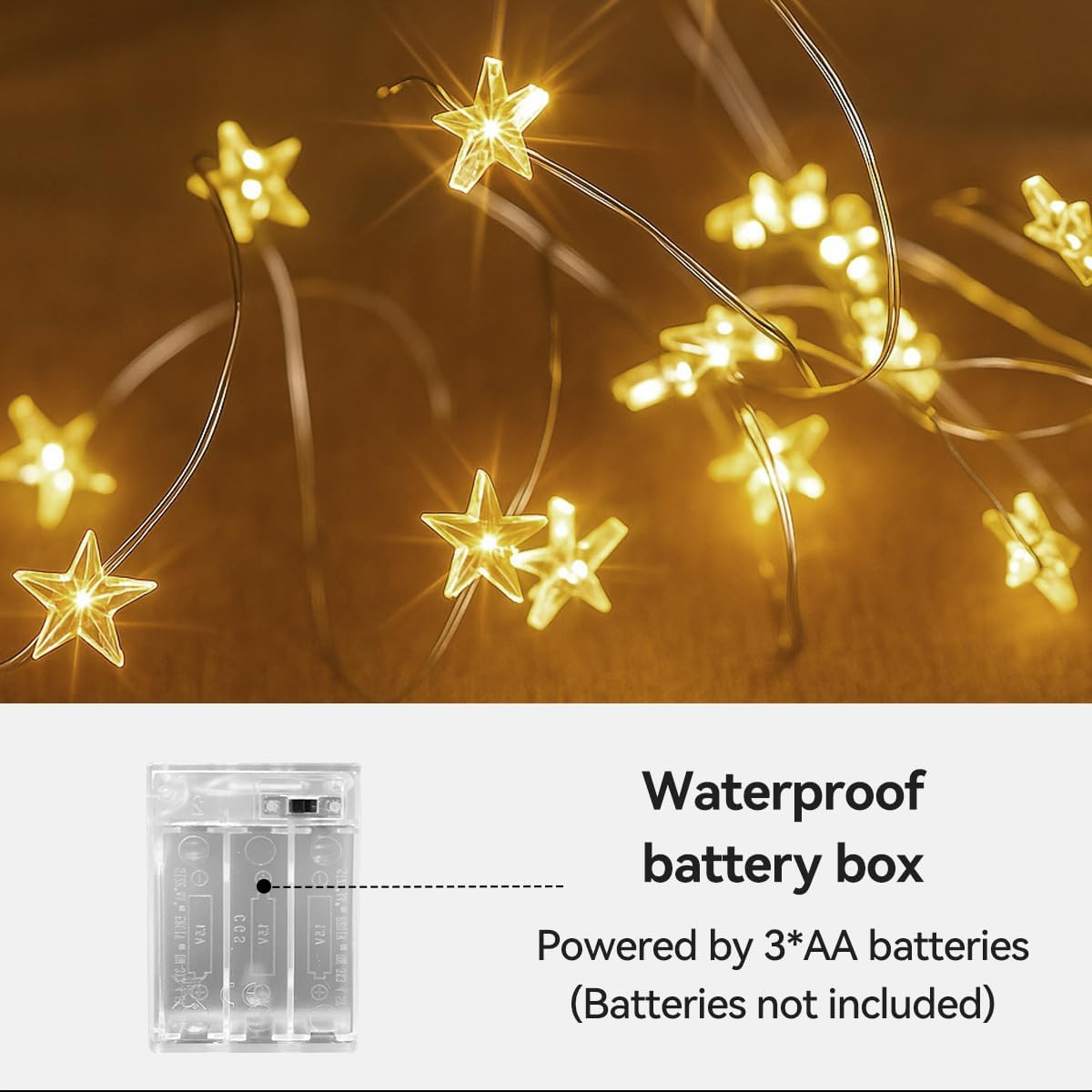 Theapro 2 PCS Twinkle Star String Lights 3 M/30 LED Christmas Battery Operated Fairy Light Waterproof for Bedroom Festival Party Indoor Outdoor Decorations (Warm White) image number 5