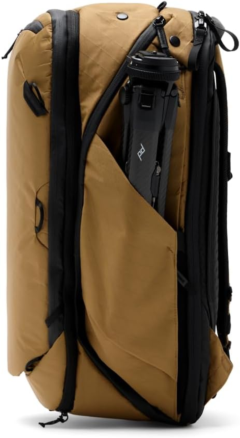 Peak Design Travel Backpack 45L, Coyote, Expandable 35-45L Design, Rear and Top Access, Weatherproof Shell, Laptop Sleeve, Ideal for Travel or Everyday Carry, Versatile Backpack for Men and Women