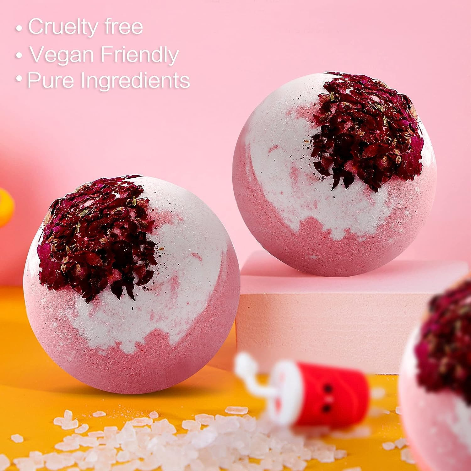 GIOD 9-Piece Luxury Bath Gift Set with Bath Bombs, Handmade Soap, Flowers, Towel and 350Ml Cup - Women'S Spa Hamper image number 4