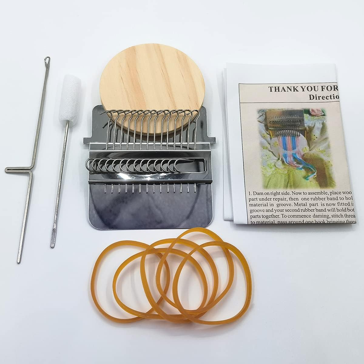 Small Weaving Loom, Wooden Speedweve Darning Loom Type Weave Tool, Convenient DIY Darning Machine for Mending Jeans and Clothes Quickly and Easily, Makes Beautiful Stitching (14 Hooks)