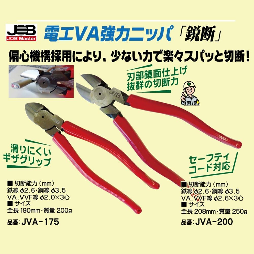 Job Master JVA-200 Electric VA Strong Nipper, Sharp, 7.9 Inches (200 Mm) image number 1