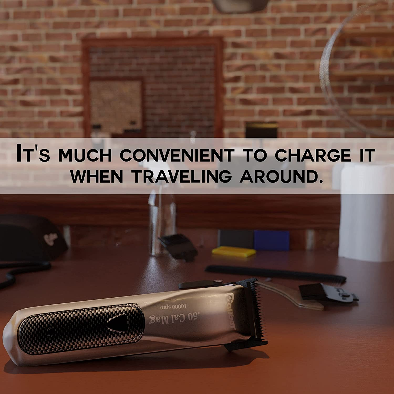 Calibre .50 Cal Professional Cordless Clipper - Rechargeable, High Speed Magnetic Motor, Reliable Constant Power, 4 Hours Running Time - Used by Stylists & Barbers