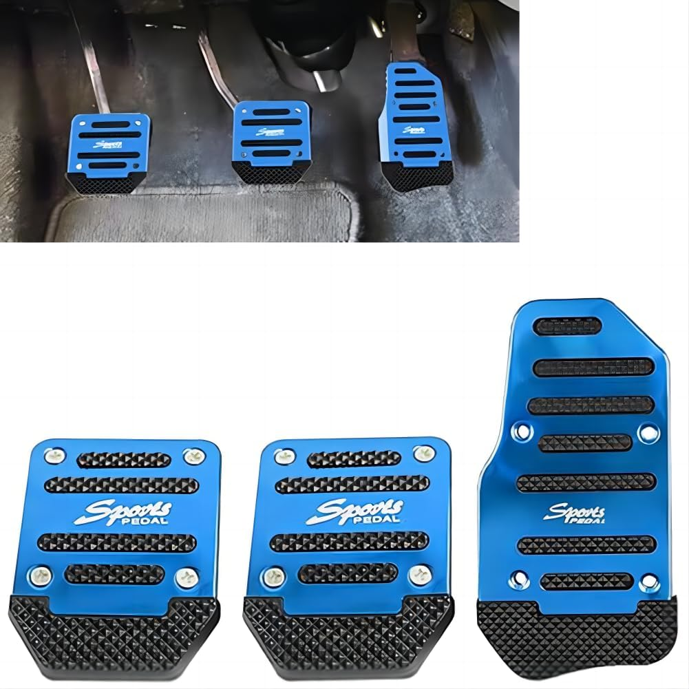 Anti-Rubbing Car Clutch Pedal Kits 3 PCS, Car Non-Slip Aluminum Alloy Pedal Pads, Manual/Automatic Gearbox Gas Pedal Brake Pedal Cover, Auto Universal Replacement Accessories image number 5