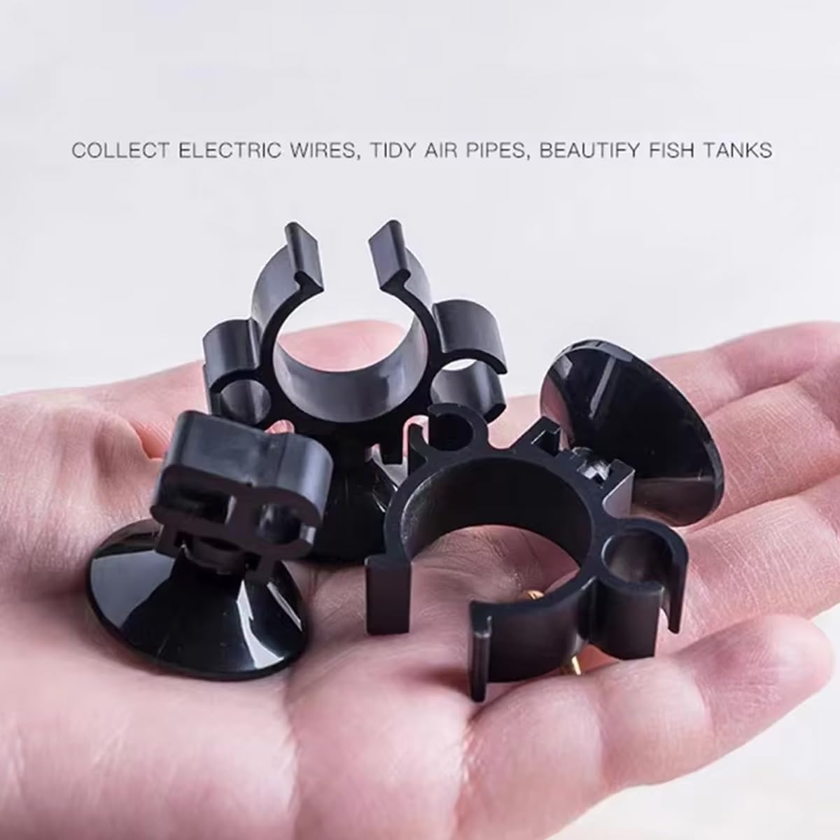 AIMALL 10 PCS Aquarium Suction Cup Pipe Holder, Double Buckle Wire Clip for Fish Tank Oxygen and Water Pipes, Durable Silicone Suction Mount for Turtle Tank and Cable Management