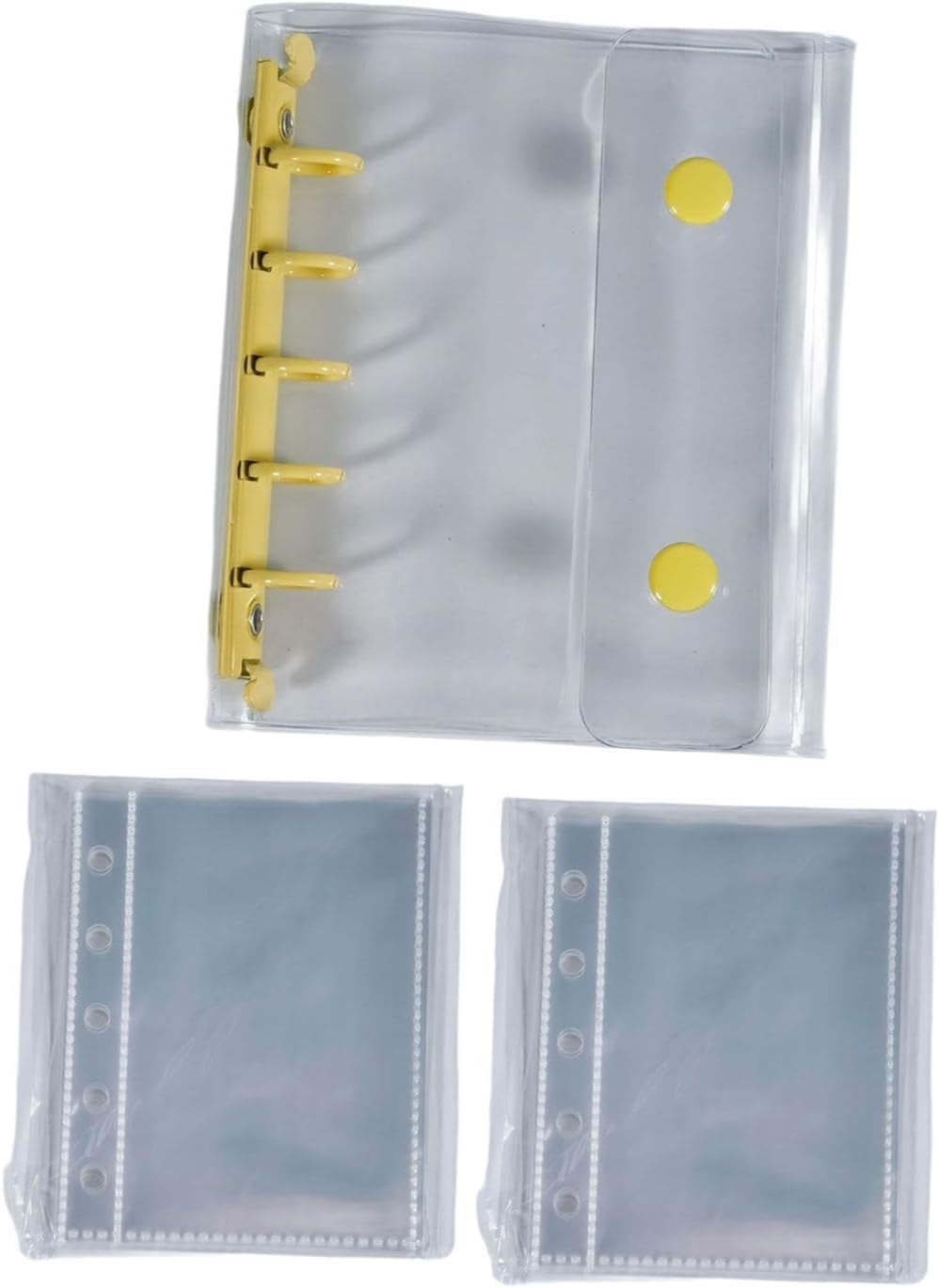 Kowaku Binder Covers Notebook with Blank Inner Papers 5 Holes Photo Album Clear round Binder Cover for Valentines Anniversary, Yellow image number 6