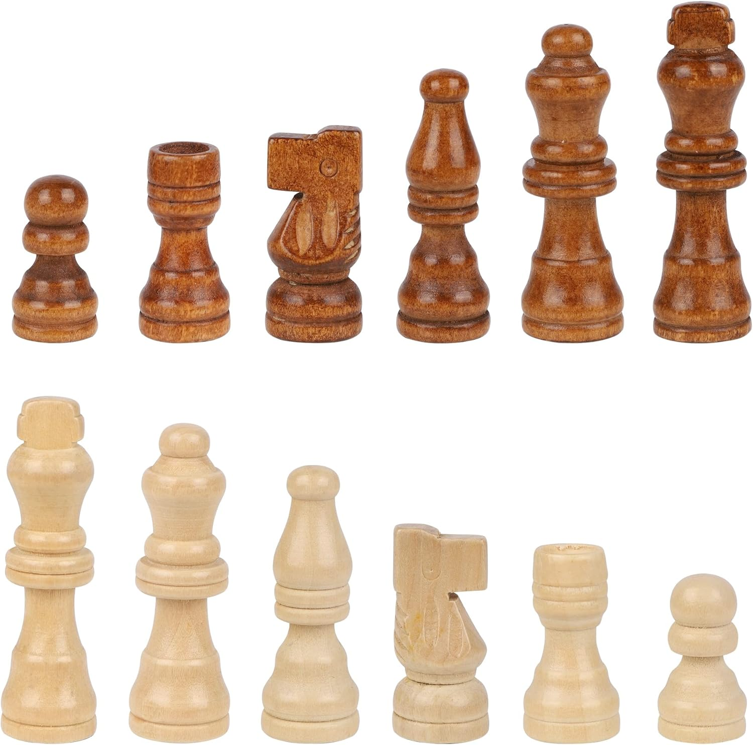 Juegoal Wooden Chess Pieces Only, 32 Pieces Wood Chessmen Pieces, 3 Inch King Figures Chess Game Pawns Figurine Pieces, Replacement of Missing Piece, Includes Storage Bag image number 4