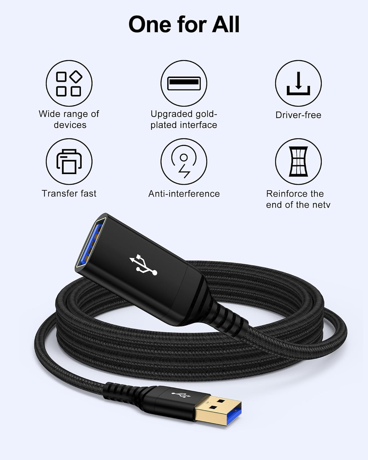 USB Extension Cable, USB 3.0 Male to Female Extender &ndash; Fast Data Transfer Cable for PC, Webcam, Printer, USB Keyboard, Flash Hard Drive, Camera, Controller (Type a to A, 6Ft) image number 5