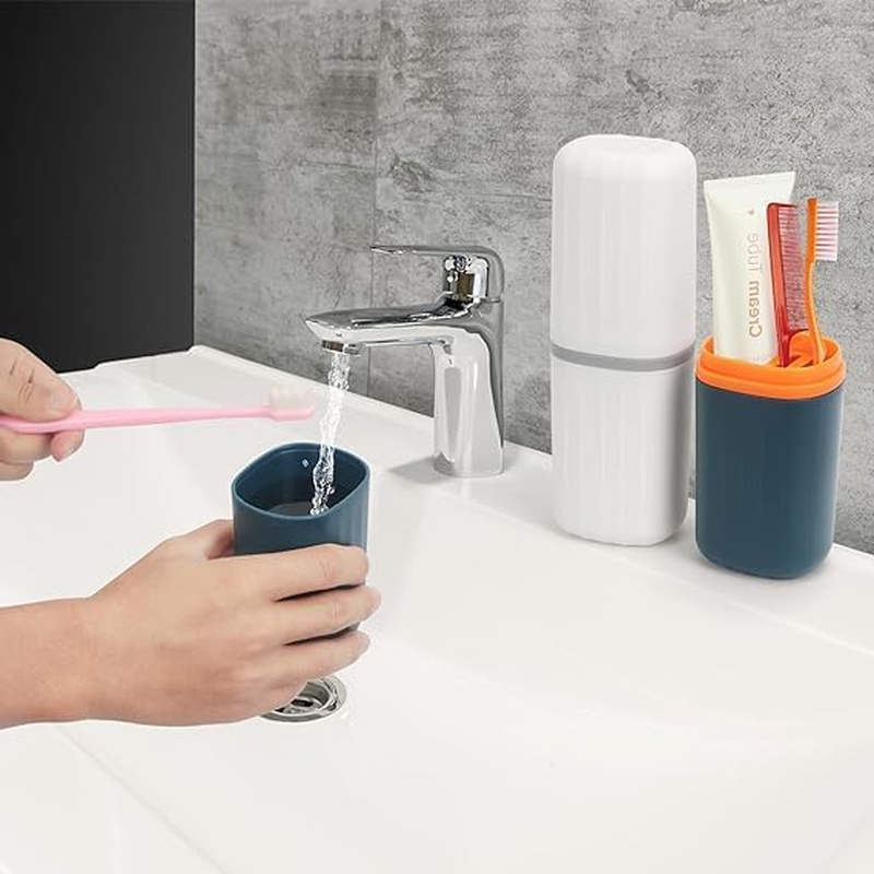 Travel Toothbrush Case, 1Pc Portable Business Trips Wash Cup Holder, Travel Toothbrush Cup Case, Travel Toothbrush Holder Travel Toothbrush Container Toothpaste Storage Toothbrush Case,Dark Blue - Dark Blue image number 2