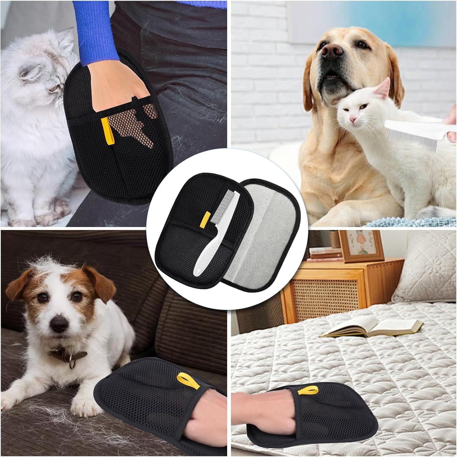 Pack of 2 Electrostatic Hair Removal Gloves 2025 Pet Hair Remover Gloves, Reusable Fur Magnetic Glove for Dogs, Cats, Cleaning Hair Removal and Beauty Purposes image number 2