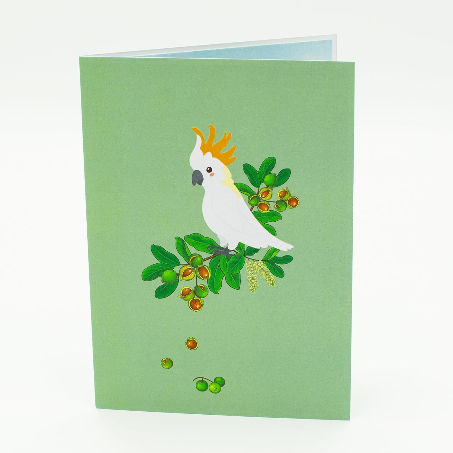Cockatoo & Macadamia 3D Pop up Card, Australia Theme, Birthday Occasion