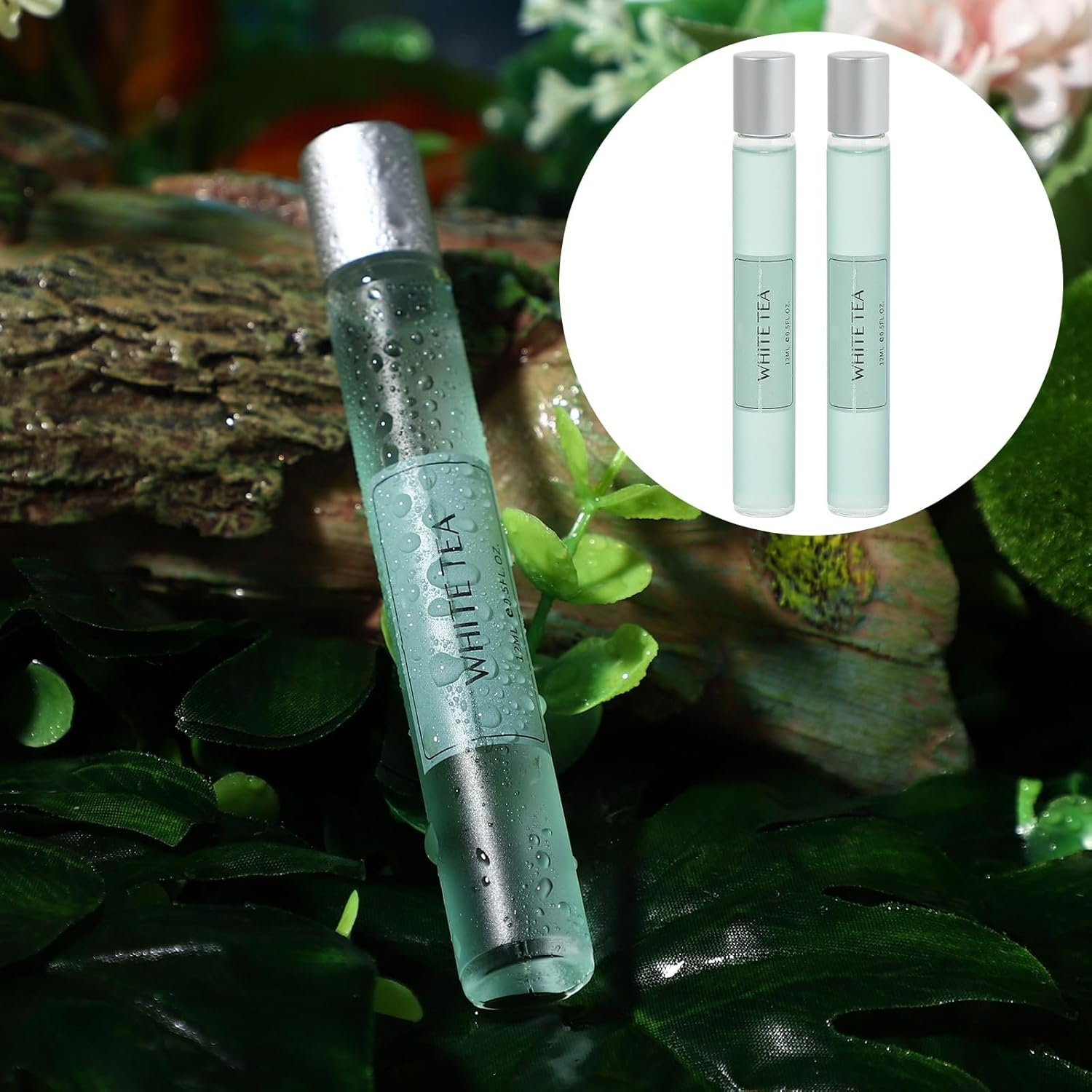 BATHVEVE White Tea Roll-On Perfume 2Pcs, Fresh Unisex Solid Fragrance with Scent, Portable Daily Use Body Deodorant for Women and Men