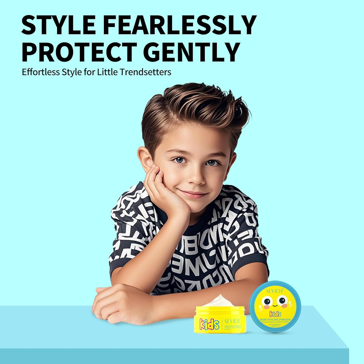 SEVICH Kids Hair Styling Pomade, Toddler Styling Clay - Gentle Gel for Sensitive Scalp, Water-Soluble & Long-Lasting Hold, Tames Unruly Hair, Plant-Based Ingredients for Boys Girls,80G image number 2