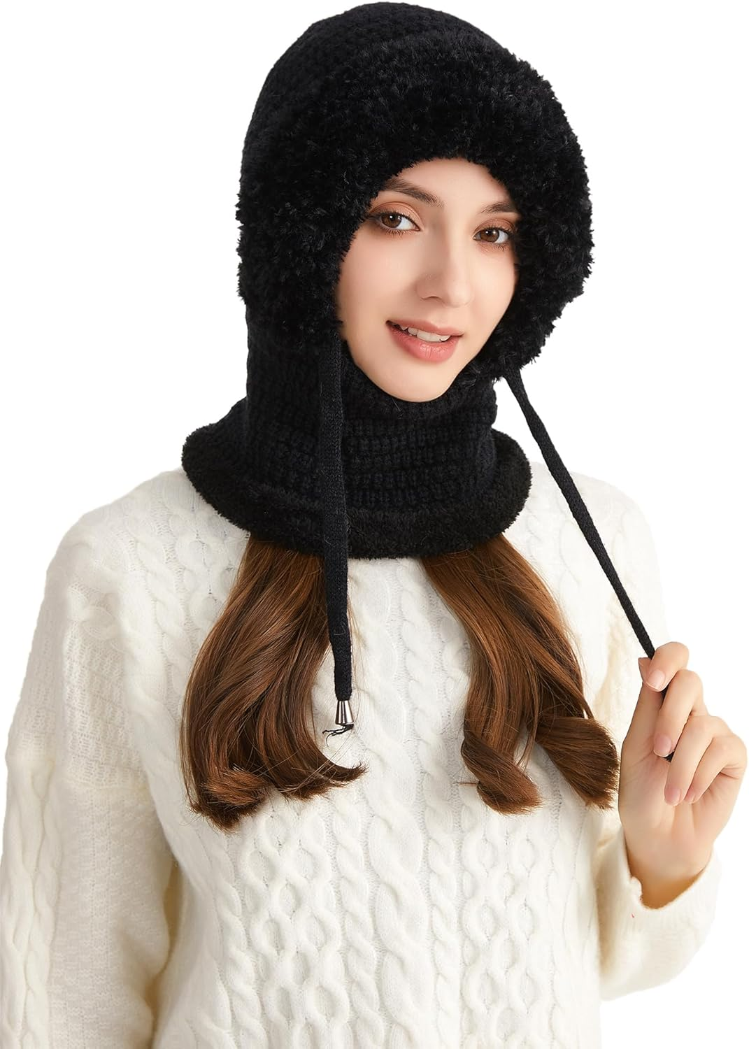 KEOYA Women One-Piece Slouchy Winter Beanie Hats Fleece Lined Scarf Mask Warm Cap Balaclavas Knitted Hat