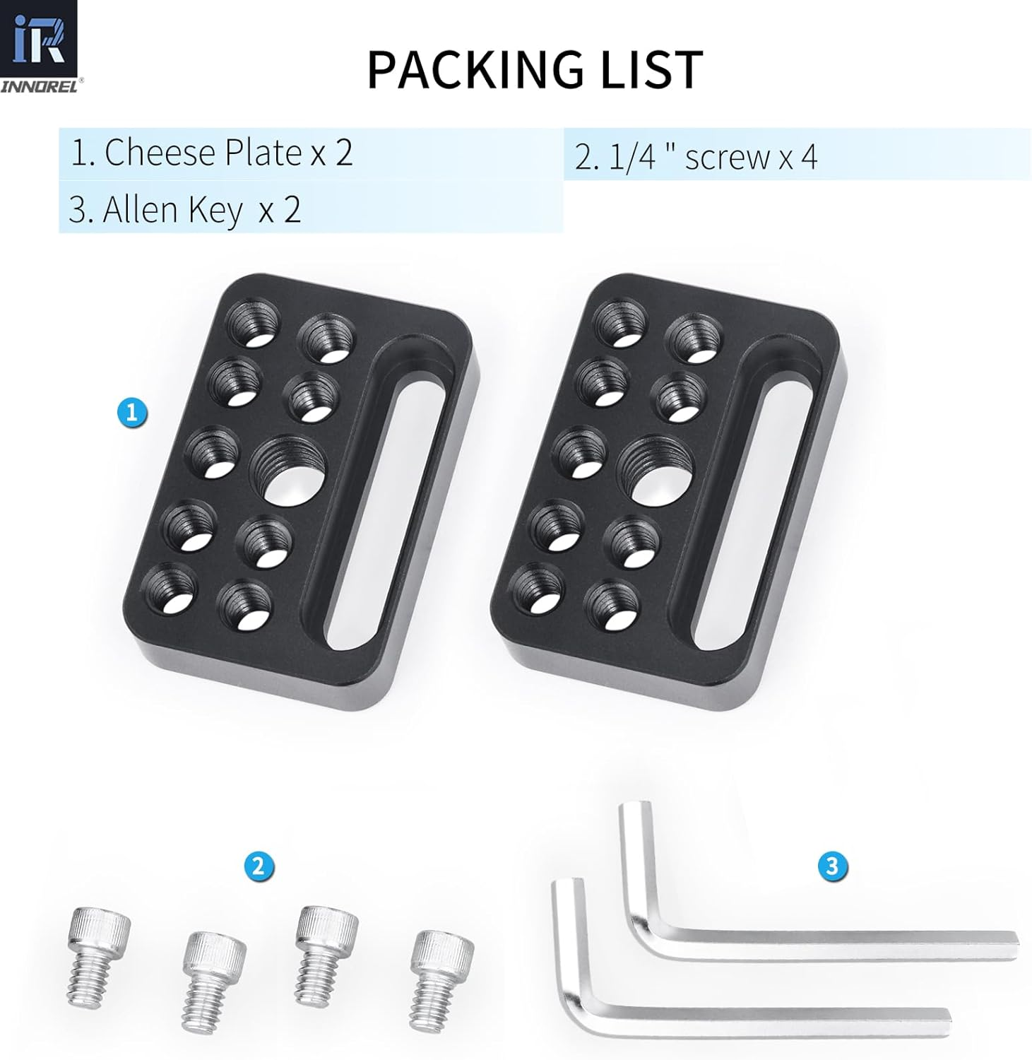 INNOREL CP03 2 Pcs Mini Multi-Functional Cheese Plate for Camera with 1/4" & 3/8" Threads,Porous Connection Quick Installation Board Used for Installing Cheese Board Camera Cage on Guide Rail Block image number 5