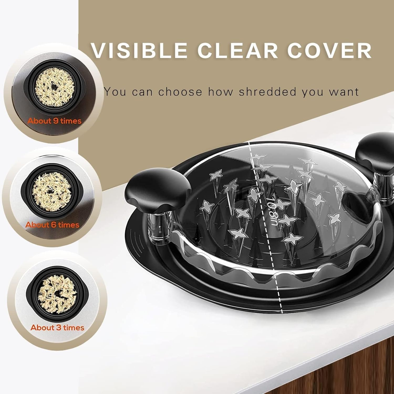 Chickenshredder, Visible Chicken Breast Shredder Tool Twist, Large Meat Shredder Machine - Ergonomic Handle, Dishwasher Safe, Anti-Slip, Cleaning Brush, Heat Resistant