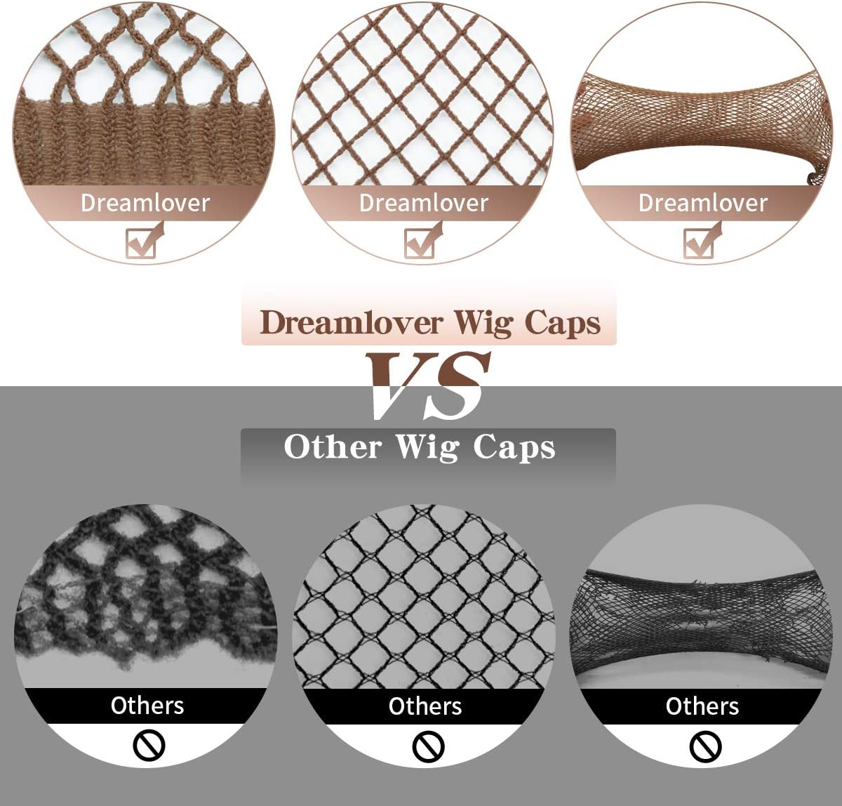 Dreamlover Hair Net for Wig, Brown Wig Cap for Long Hair, Mesh Wig Cap, 2 Pieces - Brown image number 4